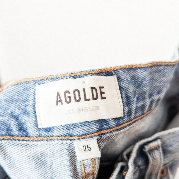 AGOLDE Pinch Waist Kick Jeans Riptide Blue Jean Straight Leg  25 - Picture 10 of 11